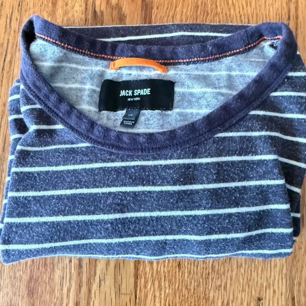 Vintage Jack Spade New York Navy Blue White Striped Heavy Pocket T-Shirt Men XL
